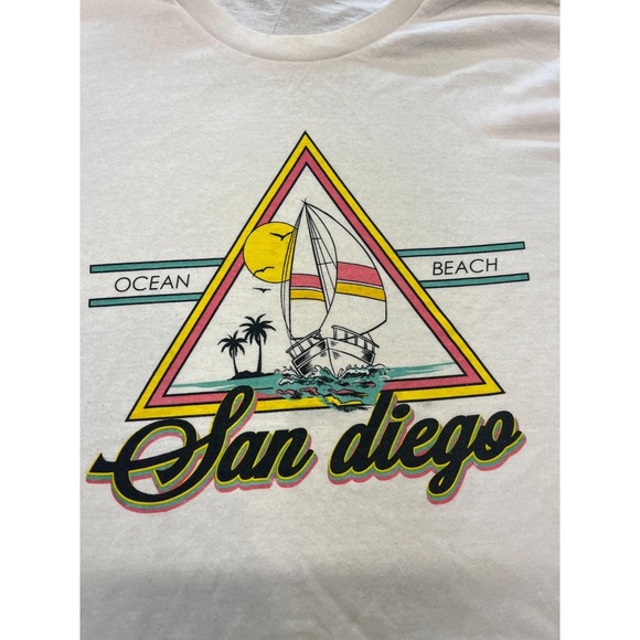 Vintage 90s San Diego Sailing Tee T Shirt Large‎ Single Stitch USA Made White - Picture 3 of 5